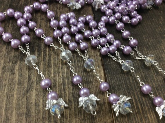 40 pcs Glass Pearl Mini Rosaries, First communion favors Recuerditos Bautizo 40pz/ Mini Pearl Rosary Baptism Favors 40 pcs
