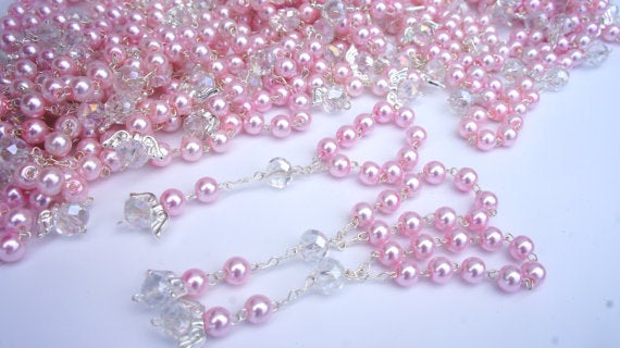40 pcs Angel Pearl Decade Rosaries/Mini Rosaries/First communion favors Recuerditos Bautizo 40pz/Mini Pearl Rosary Baptism Favors
