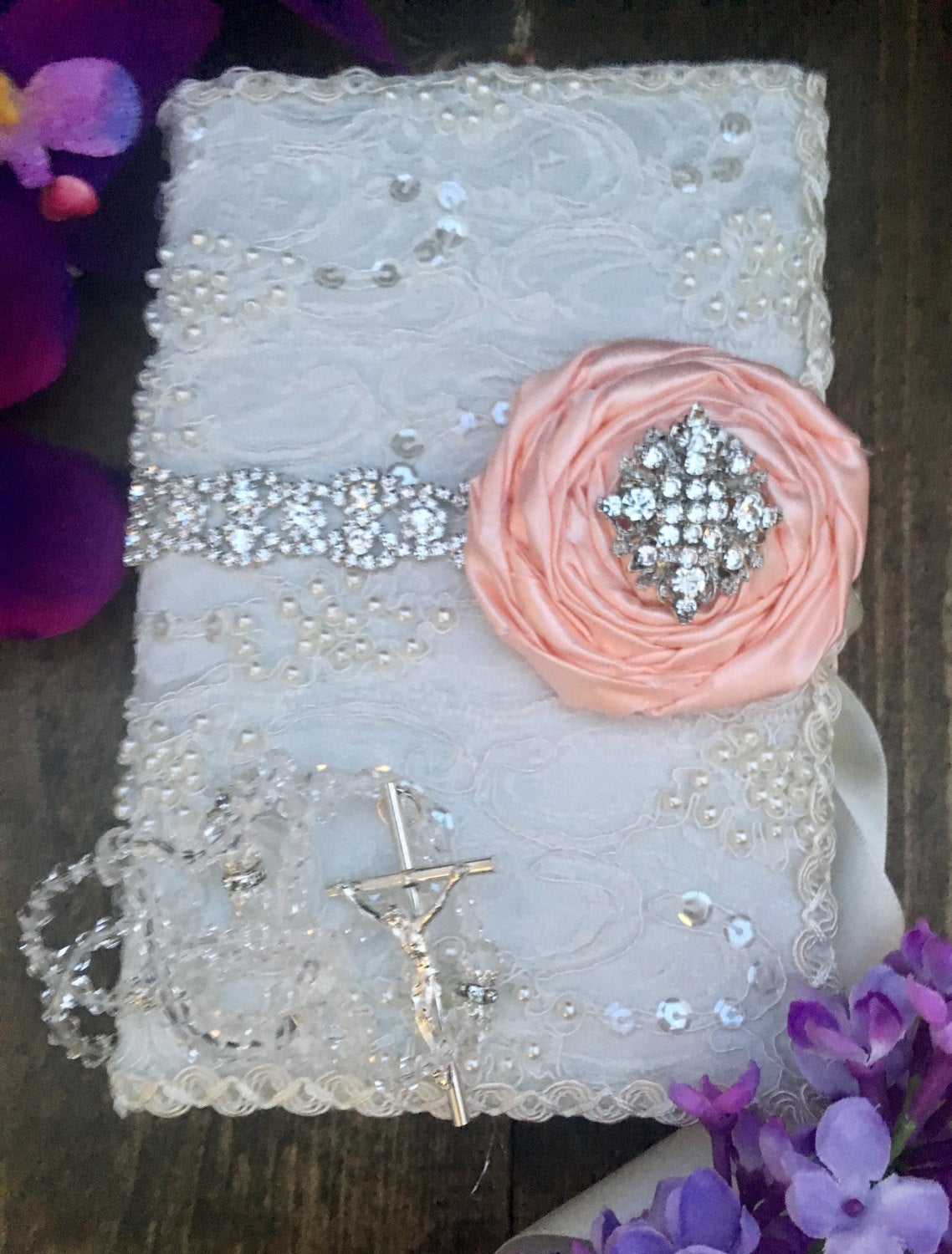 white wedding catholic bible, wedding book, wedding gifts, Lace Wedding bible and Rosary