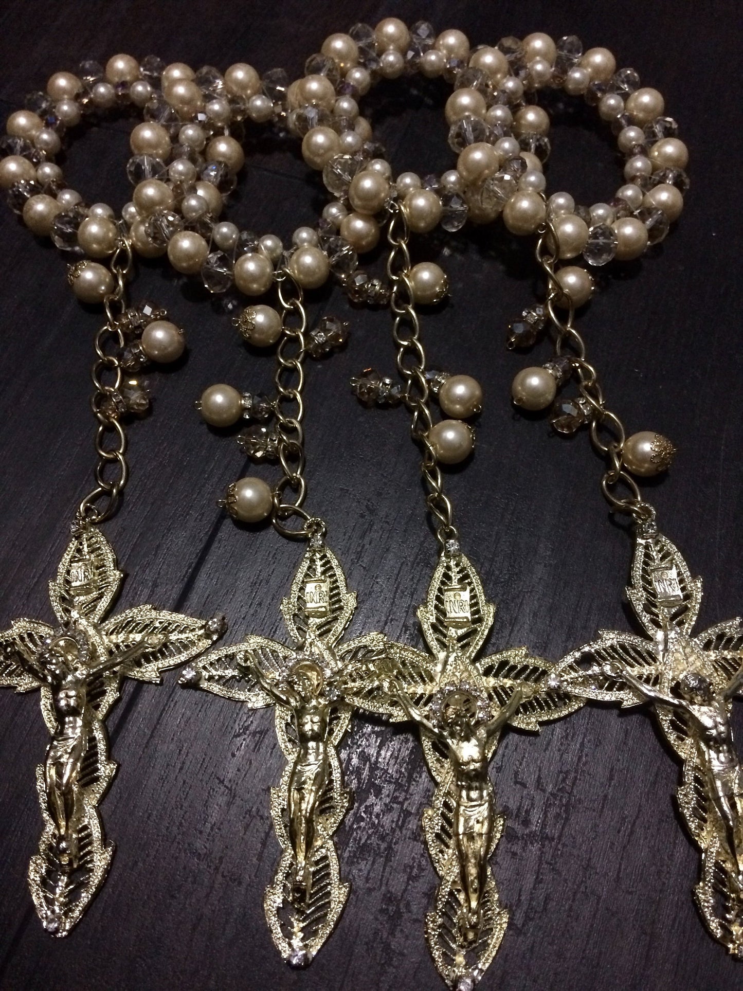 Glass Pearl Rosaries, Decade Rosaries, Mini, bead First communion favors Recuerditos Bautizo / Mini Rosary Baptism Favors