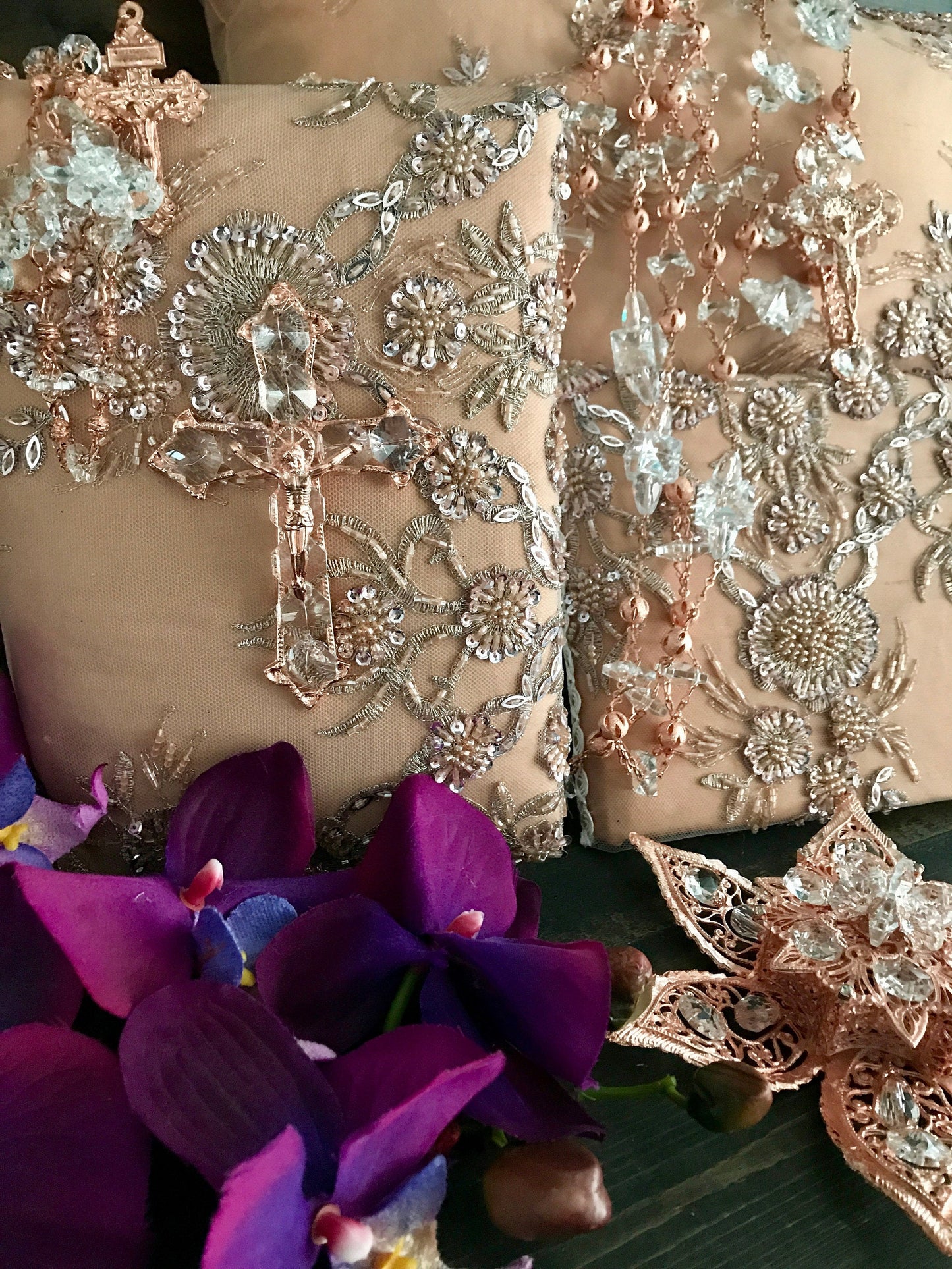 Rose gold Wedding Set, Wedding Rose Gold pillow, Unity Coins, Rose gold lasso, Rose gold bible