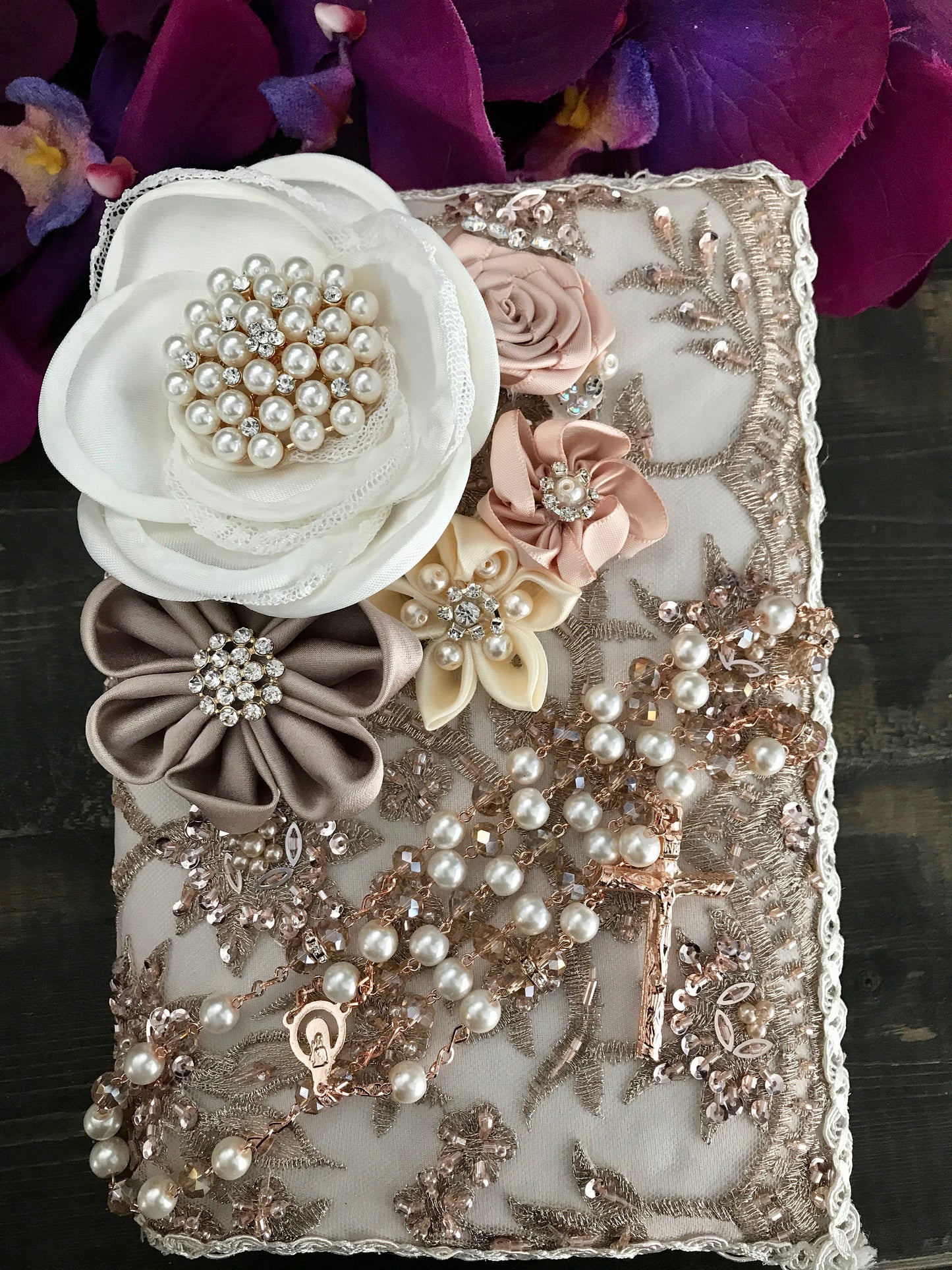 Ivory Rose gold Wedding Bible/Biblia boda/quinceanera/cotillion, wedding book, wedding couple gift, rose gold wedding