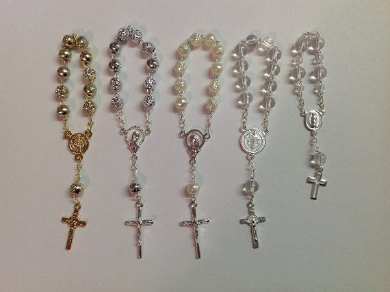 90 pcs Baptism favor bags, christening favor bags, organza bag plus rosary