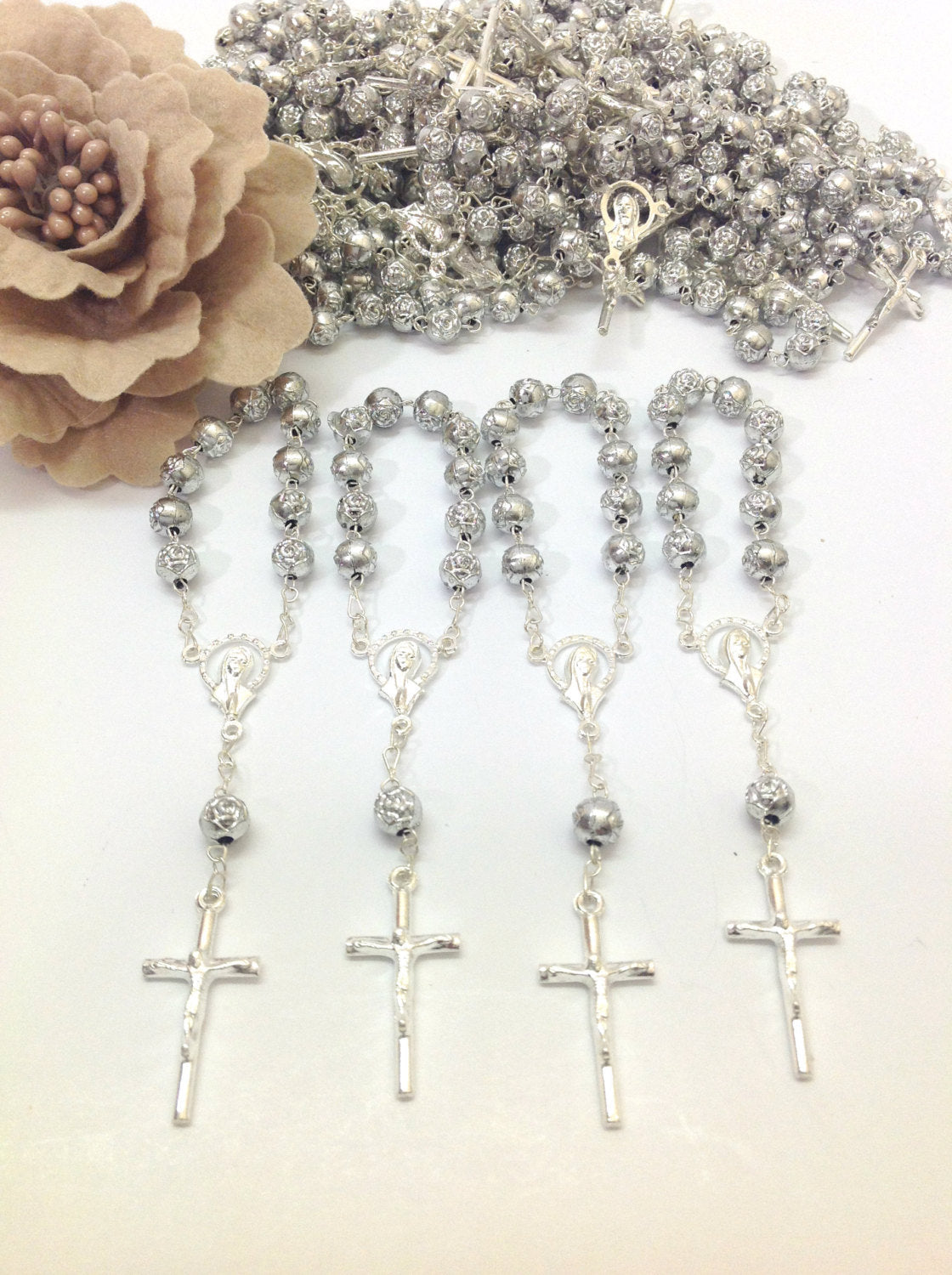 Baptism favor/25 pcs Pearl Decade Rosaries/Mini Rosaries/favors Recuerditos Bautizo 25pz/Mini Pearl Rosary Baptism Favors 25 pcs