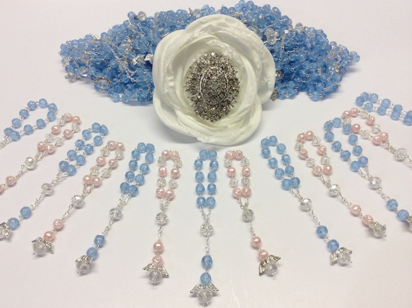 Baptism favor rosary Angel, Pearl Decade 40 pcs Mini Rosaries/baptism favor/Recuerdo de Bautizo/Mini Pearl Rosary Baptism Favors 40 pcs