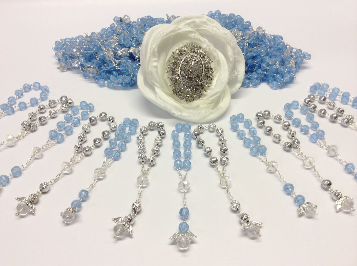 Baptism favor rosary Angel, Pearl Decade 40 pcs Mini Rosaries/baptism favor/Recuerdo de Bautizo/Mini Pearl Rosary Baptism Favors 40 pcs