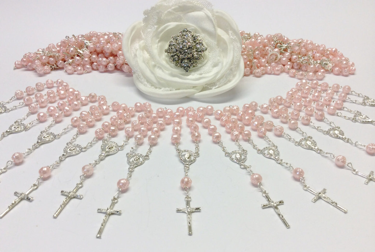 Baptism favor/25 pcs Pearl Decade Rosaries/Mini Rosaries/favors Recuerditos Bautizo 25pz/Mini Pearl Rosary Baptism Favors 25 pcs