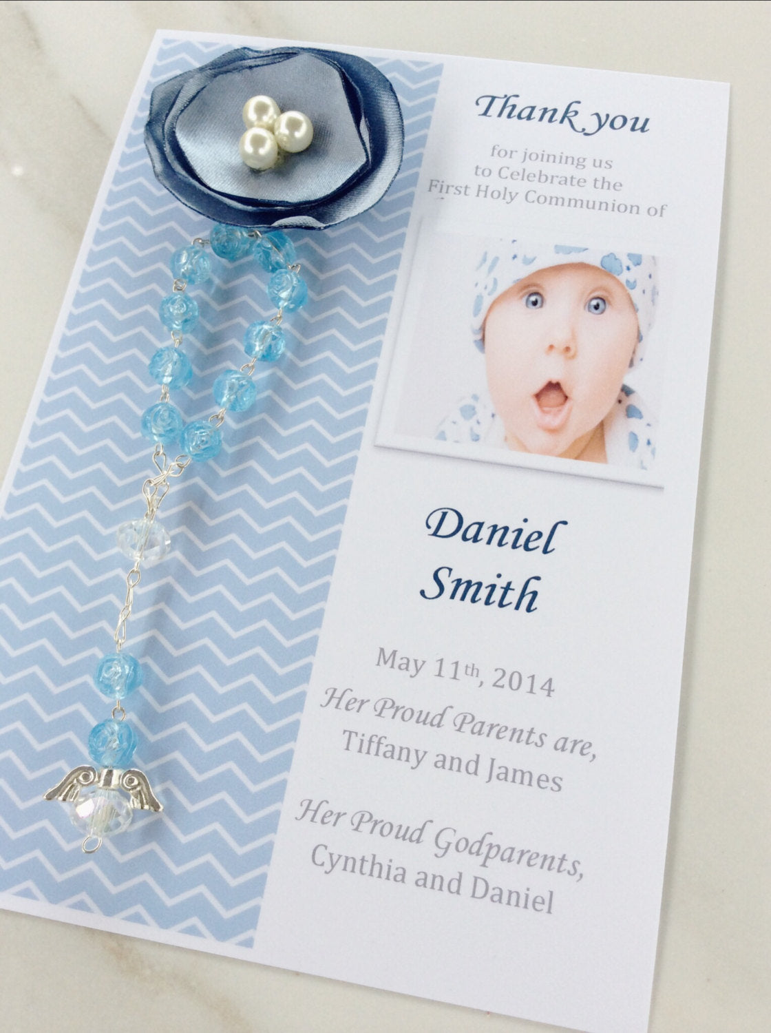 Thank you favor/ baptism favor thank you/ 25 pcs Baptism Rosary Favor Cards/ 25 Christening Rosary Favor Cards/ Thank you card /