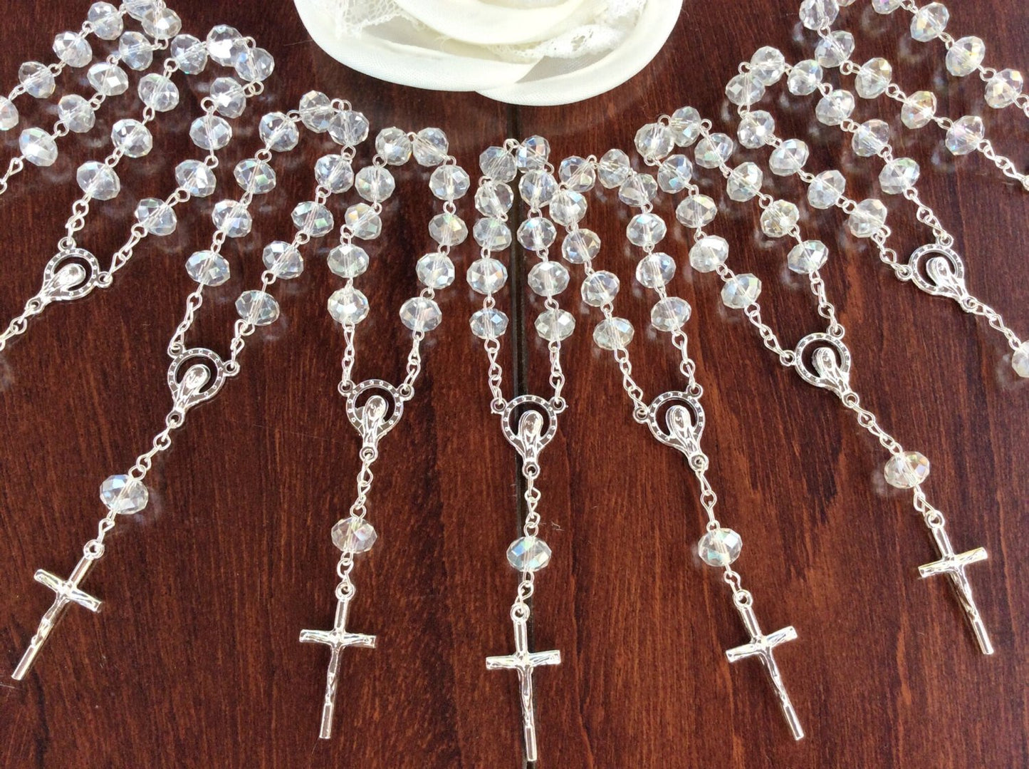 Mini rosaries 25 pcs crystal recuerdo de bautizo, First communion favors Recuerditos Bautizo 25pz/ Mini Crystal Baptism Favors 25 pcs