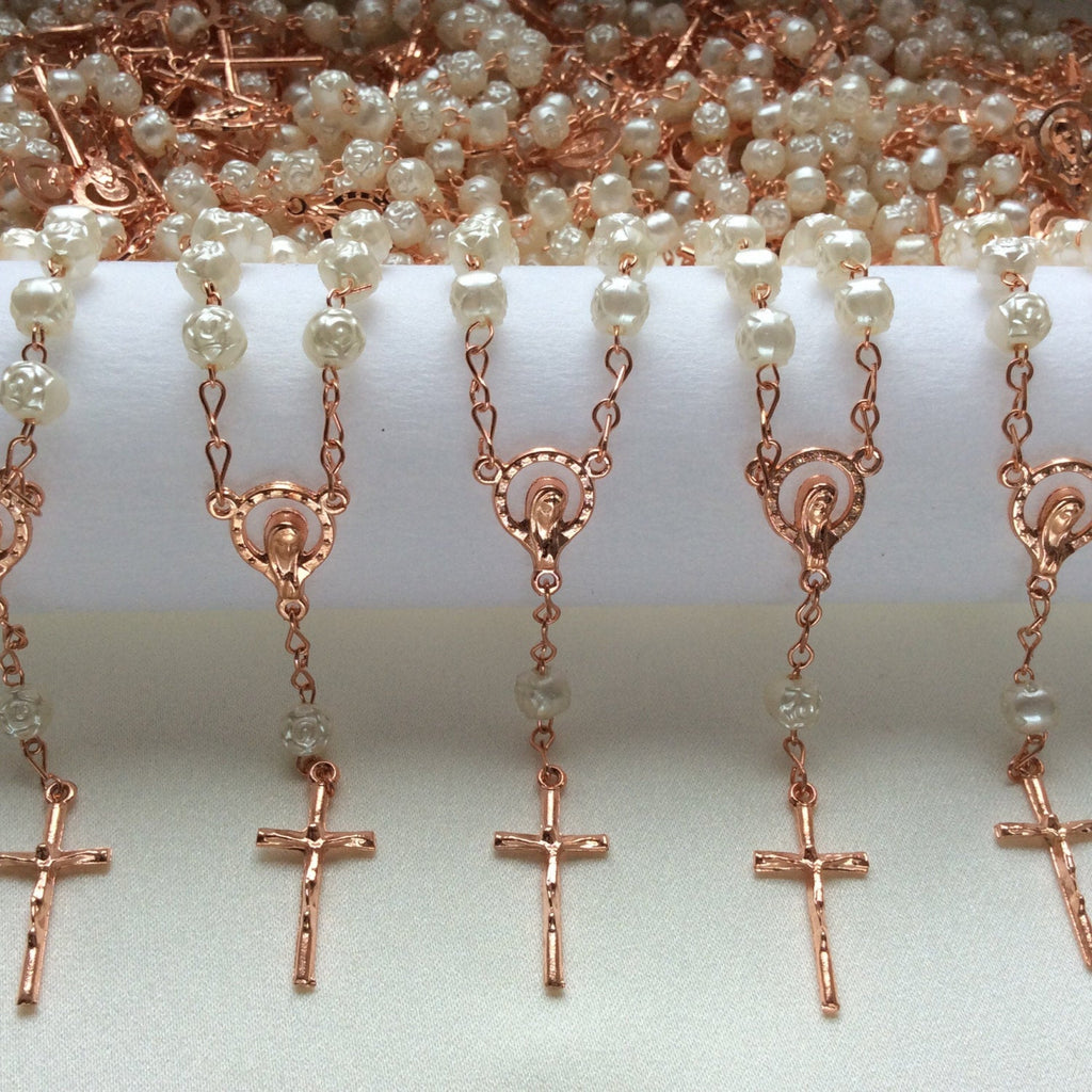 Pearl Rosary Favors in White, Pink or Blue for Baptism and First