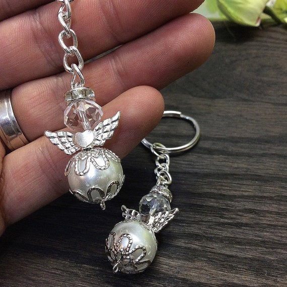Thank you favor/ 30 pcs Baptism Favor Cards with KEYCHAIN/Christening Favor Cards/ Thank you cards with KEYCHAIN
