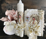 Baptism Virgen de Guadalupe candle set, velas de bautizo, velas para communion, communion candles, English candle sets, spanish candle sets (Copy) (Copy)