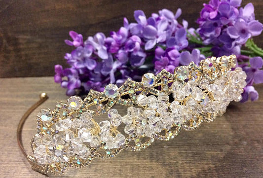 Quinceanera Headpiece, wedding tiara, wedding headband tiara, Crystals and diamond Tiara headband