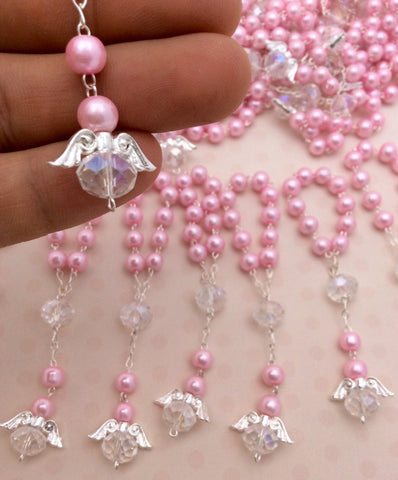 Rosary beads, baptism favors, mini rosaries 45 pieces Angel Pearl First communion favors Recuerditos Bautizo, rosary
