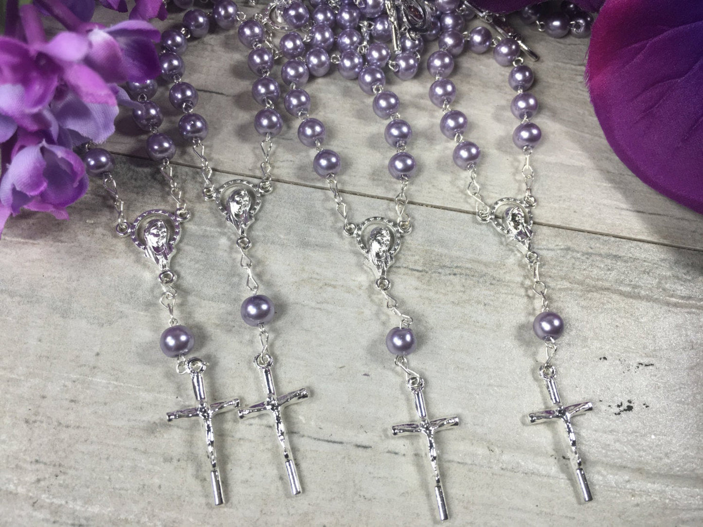 mini rosaries 25 pcs Glass Pearl Rosaries/First communion favors Recuerditos Bautizo/ Mini Rosary Baptism Favors 25 pcs