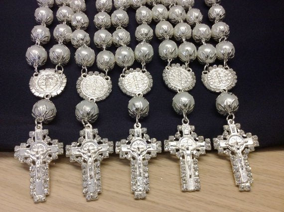 40 pcs car rearmirror favor First communion favors Recuerditos Bautizo 40pz/ Car Gold Rosary Baptism Favors