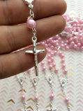 catholic rosary 45 pcs Pearl Decade rosaries/First communion favors/Mini Rosaries/Recuerditos Bautizo/ Mini Pearl Rosary Baptism Favors