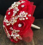 Red Parisian Wedding bouquet brooch, Quinceanera Bouquet, XV Anos, brooch bouquet wedding, brooch bouquet, red wedding