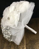 White silver Wedding brooch bouquet, Quinceanera bouquet, brooch bouquet wedding, brooch bouquet, ivory wedding