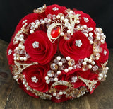 Red Parisian Wedding bouquet brooch, Quinceanera Bouquet, XV Anos, brooch bouquet wedding, brooch bouquet, red wedding