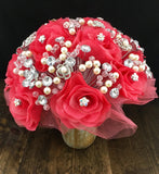 Coral Wedding bouquet brooch, Quinceanera Bouquet, XV Anos, brooch bouquet wedding, brooch bouquet, coral wedding