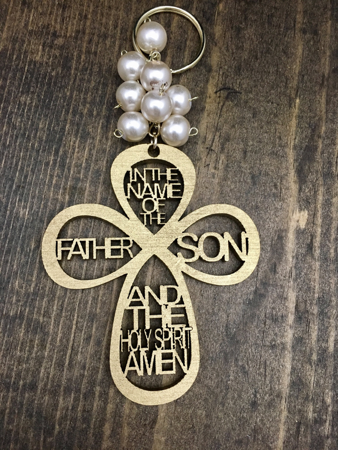 Baptism Favor /60 pcs keychain cross wood charm/Wedding favors/Baptism Favors/Communion favors/Recuerditos