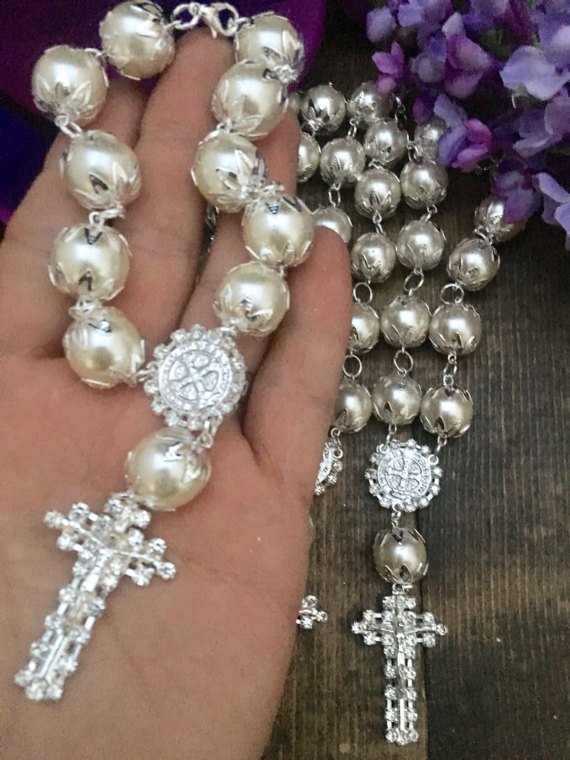 40 pcs car rearmirror favor First communion favors Recuerditos Bautizo 40pz/ Car Gold Rosary Baptism Favors