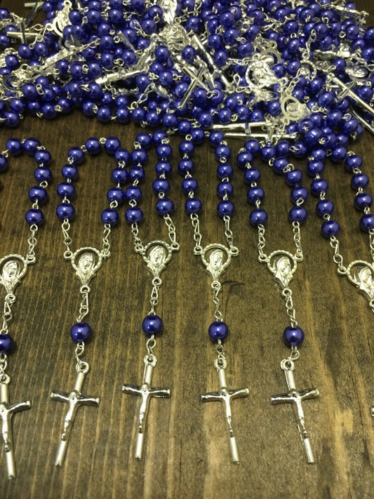60 pcs Glass Pearl Rosaries, Decade Rosaries, Mini Rosaries, Communion favors Recuerditos Bautizo / Mini Rosary Baptism Favors 60 pcs