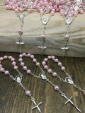 60 pcs Glass Pearl Rosaries, Decade Rosaries, Mini Rosaries, Communion favors Recuerditos Bautizo / Mini Rosary Baptism Favors 60 pcs