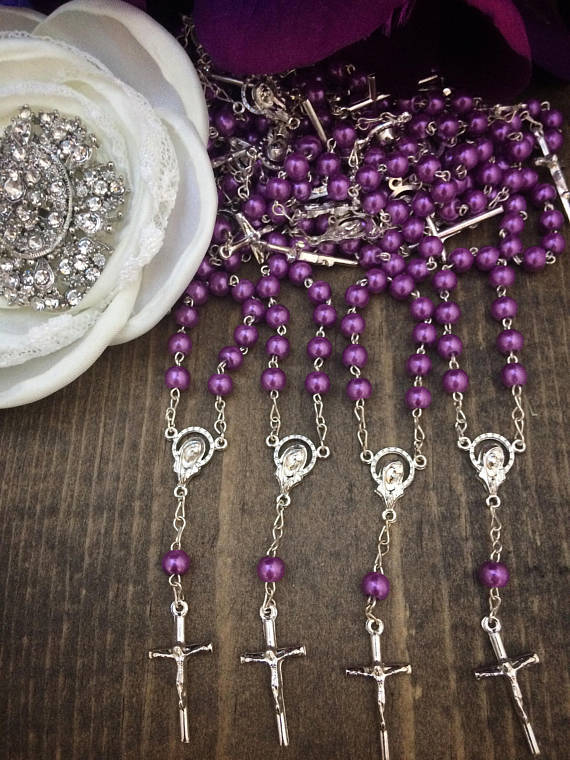 40 pcs Glass Pearl bead Decade Rosaries, Baptism, Mini Rosaries First communion favors Recuerditos Bautizo / Mini Rosary Favors 40 pcs