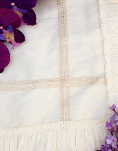 Baptism ruffle baby blanket ivory, baptism blanket, baby blanket, photo prop blanket