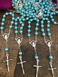 25 pcs Rosaries, Glass Pearls, Mini Rosaries, Decade Rosaries, Communion favors Recuerditos Bautizo / Mini Rosary Baptism Favors 25 pcs