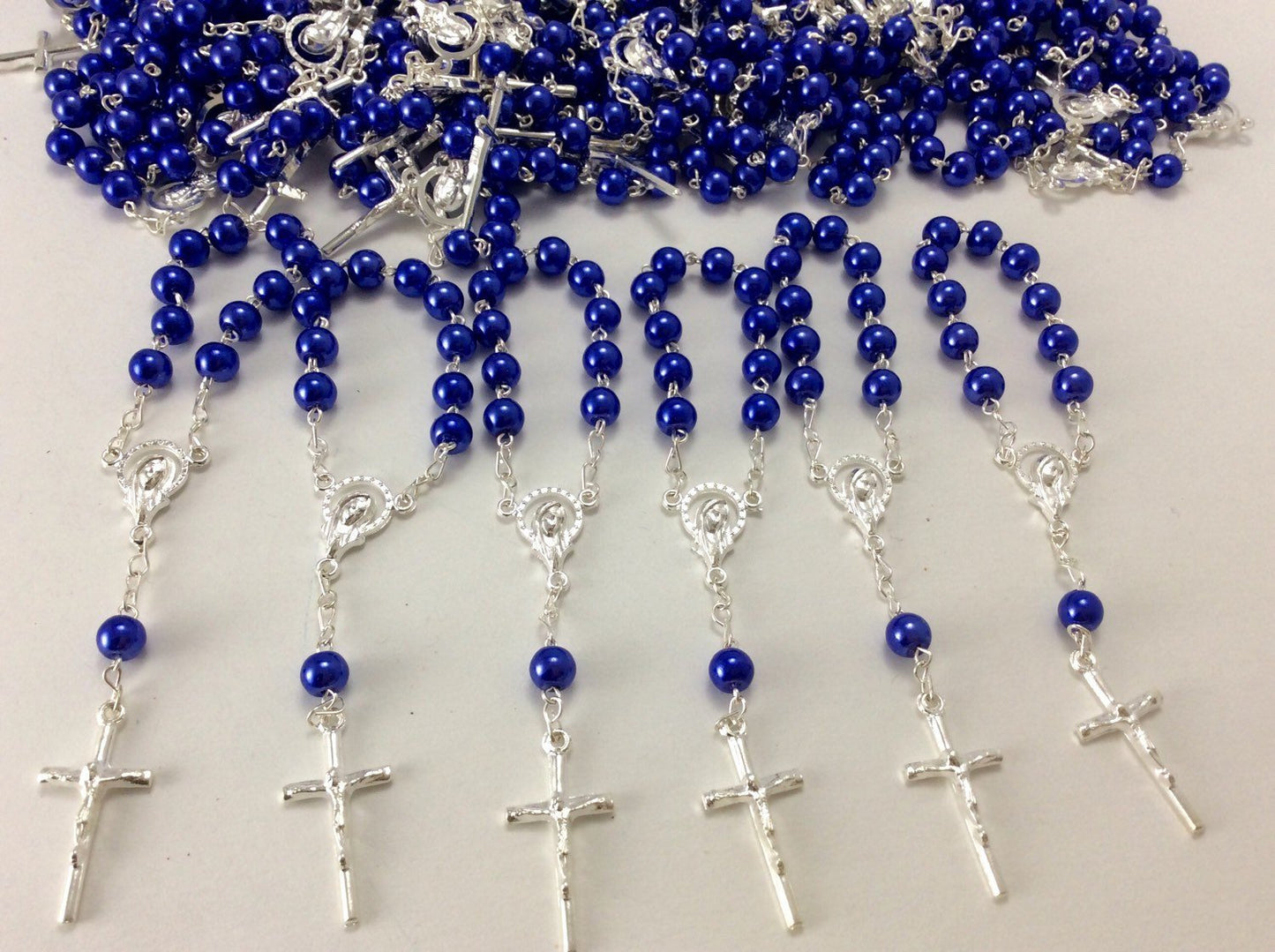 85 pcs Glass Pearl Rosaries, Mini Rosaries, Decade Rosaries, First communion favors Recuerditos Bautizo / Mini Rosary Baptism Fa