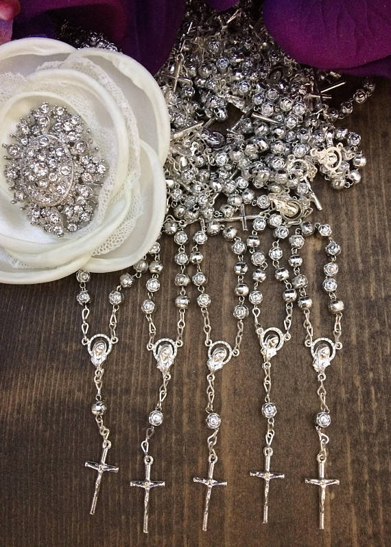 60 pcs Pearl Rosaries, First communion favors Recuerditos Bautizo 60pz/ Mini Pearl Rosary Baptism Favors 60 pcs