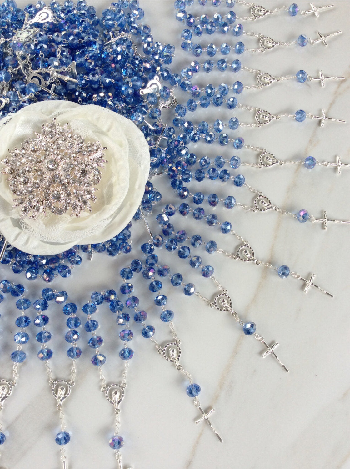 90 pcs crystal  First communion favors Recuerditos Bautizo 90pz/ Mini Crystal Rosary Baptism Favors 90 pcs