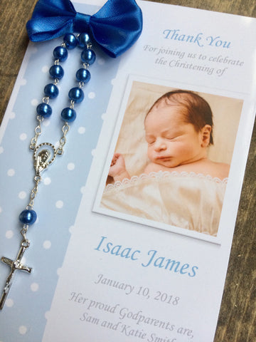 Baptism Gift Boy 40 pcs Baptism Favor Cards/Baptism Rosary Shabby chic rustic Favor Cards/ Christening Rosary Favor Cards/ Thank you
