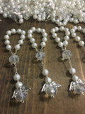 Rosary beads, 25 pcs Angel GLASS Pearl/First communion favors Recuerditos Bautizo 25pz/Mini Pearl Rosary Baptism Favors