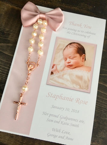 Baptism Gift Girl/Baptism Favor Cards 20pcs mini rosaries/Baptism Rosary rustic Favor Cards/ Christening Rosary Favor Cards/ Thank you cards