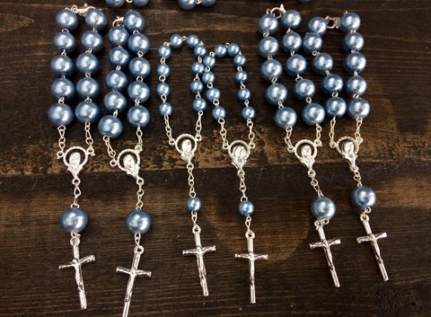 rosaries 25pcs 10mm OR 6mm Glass Pearls Rosary/Decade Rosaries/Communion/Recuerditos Bautizo/Glass Pearl Rosary Baptism Favors