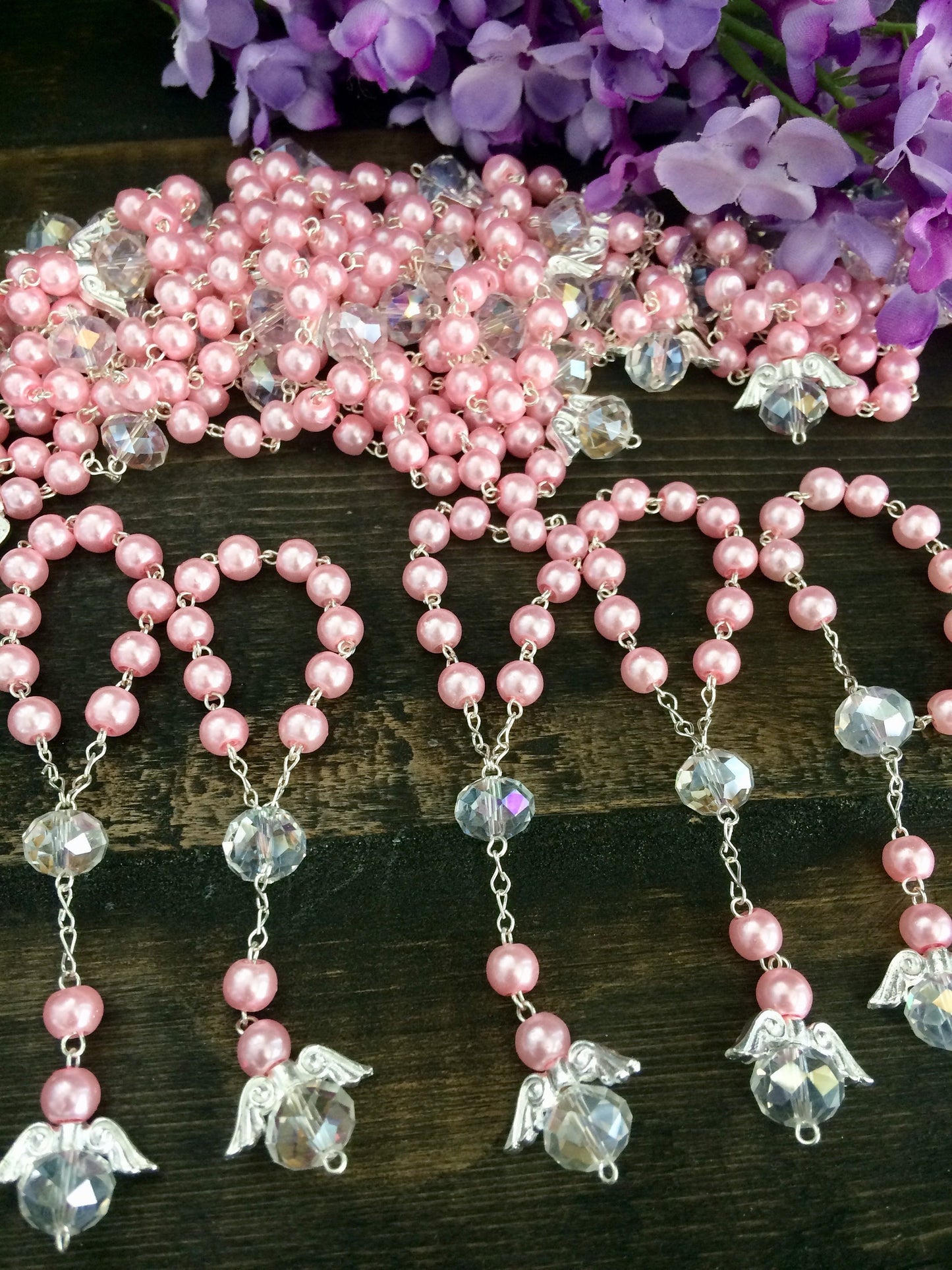 45 pcs Glass Pearl Mini Rosaries, First communion favors Recuerditos Bautizo 45pz/ Mini Pearl Rosary Baptism Favors 45 pcs