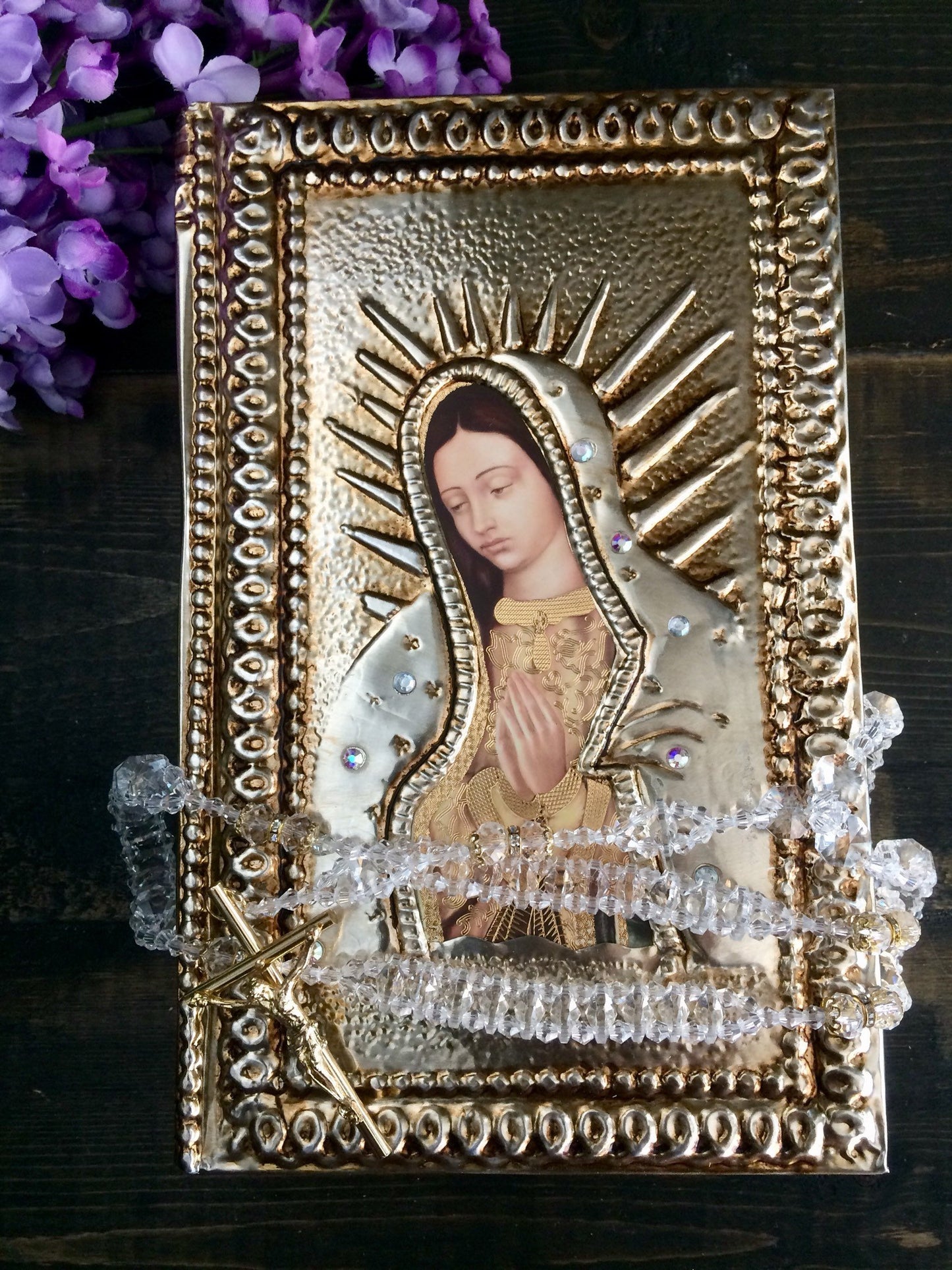 Virgen de Guadalupe Wedding bible, Baptism Bible, Communion Bible, 3D Virgen Raised repujado