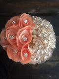 7" throw away Peach Gold bridal bouquet/ presentacion 3 anos/Wedding brooch bouquet/Peach bouquet/keepsake bouquet/3 anos