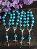 mini rosaries 60 pcs 10mm glass pearl rosaries/decade rosaries/First communion favors Recuerditos Bautizo 50pz/Mini Rosary Baptism Favors