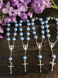 mini rosaries 40 pcs 10mm glass pearl rosaries/decade rosaries/First communion favors Recuerditos Bautizo 40pz/Mini Rosary Baptism Favors