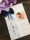 Thank you cards baby, 50 pcs Baptism thank you cards/cross rosaries, Baptism Rosary Favor Cards/  Christening Rosary Favor Card
