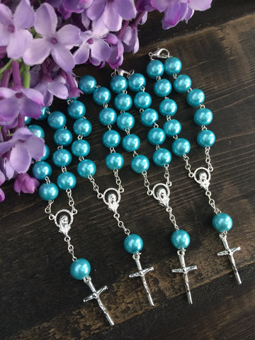 mini rosaries 30 pcs 10mm Glass Pearl Rosaries/First communion favors Recuerditos Bautizo 30pz/Mini Pearl Rosary Baptism Favors
