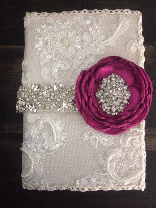 Wedding ceremony/champagne lace ivory bible/Fuischa catholic Lace Wedding bible and Rosary