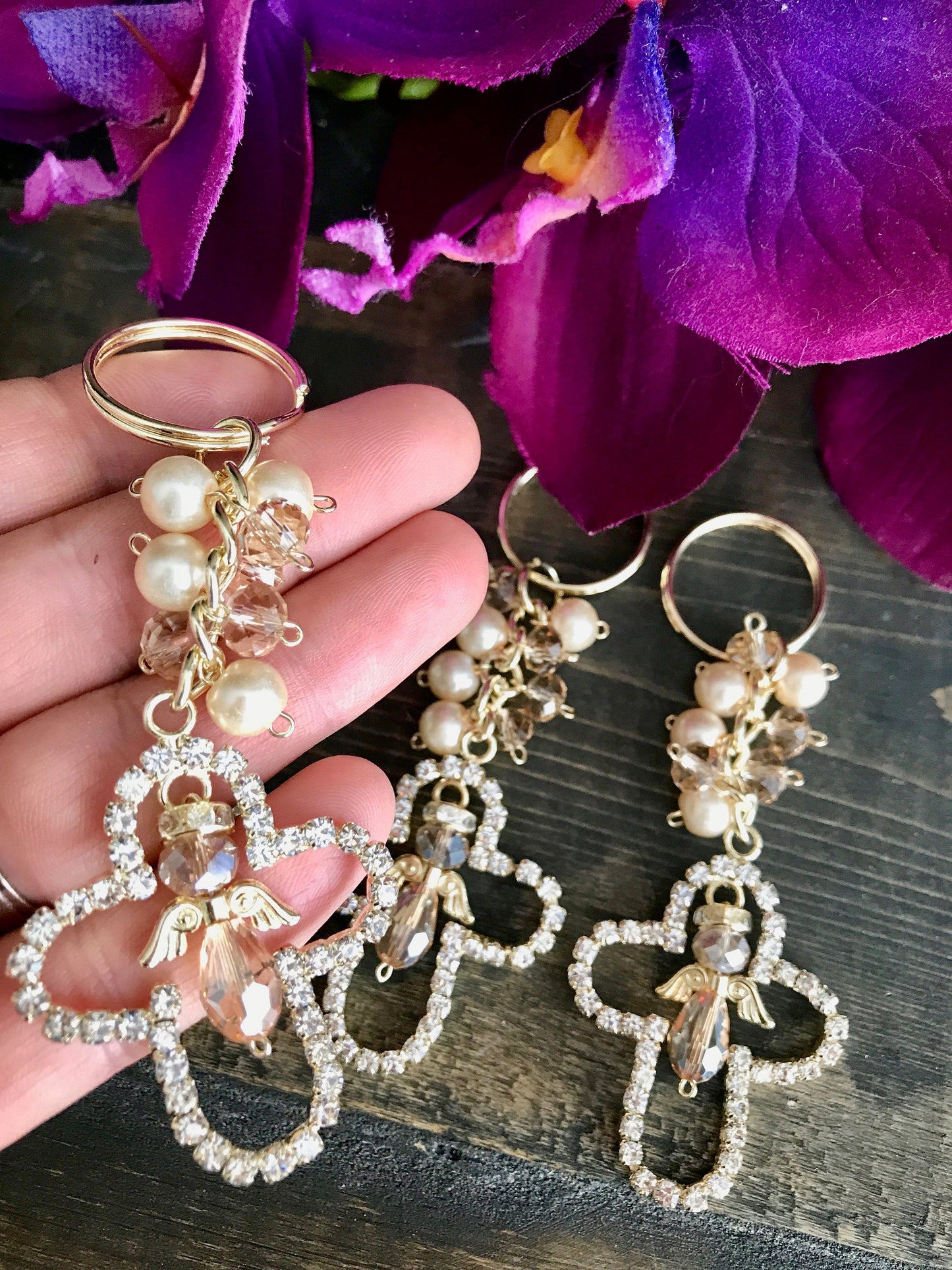 Baptism Favor /48 pcs keychain Cross charm/Wedding favors/Baptism Favors/Communion favors/Recuerditos