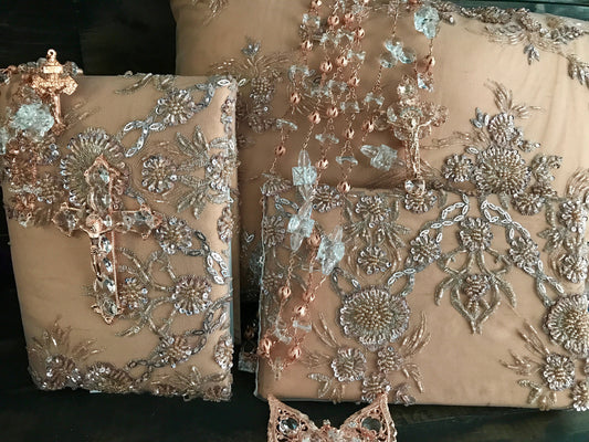 Rose gold Wedding Set, Wedding Rose Gold pillow, Unity Coins, Rose gold lasso, Rose gold bible