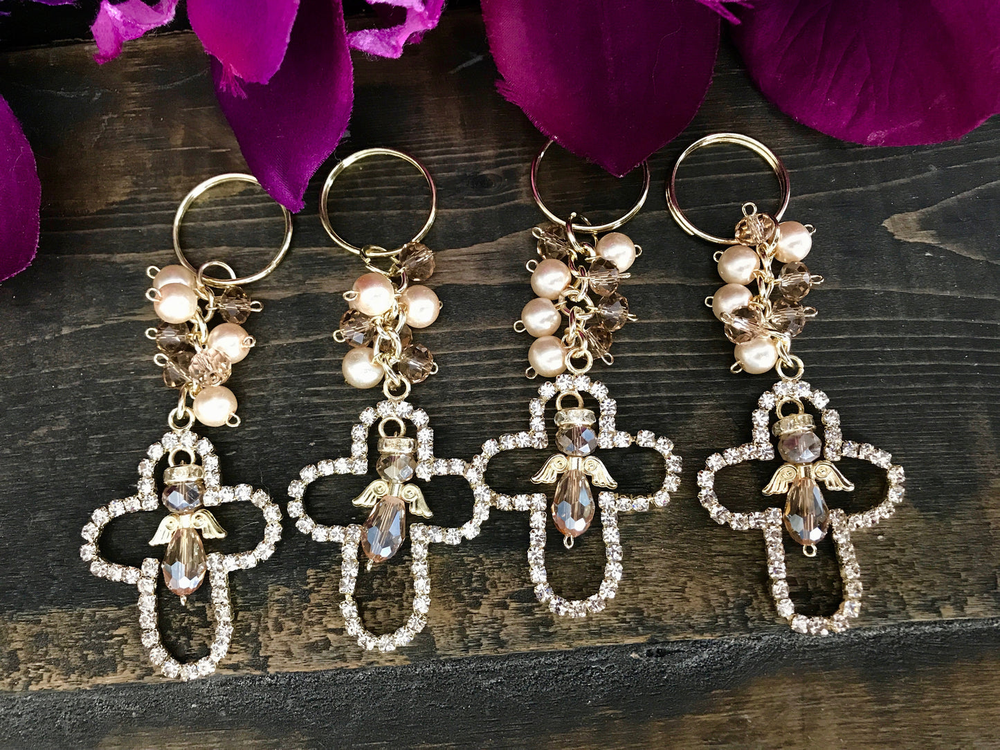 Baptism Favor /30 pcs keychain Cross charm/Wedding favors/Baptism Favors/Communion favors/Recuerditos